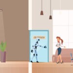 business positions #2 - human resources. Girl interviewing a robot