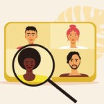common interview mistakes #2 solution is a diverse hiring team depicted with four different-looking people